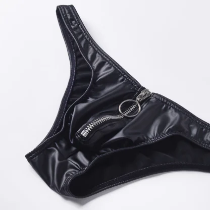 Zip Crotch Black Elastic Brief - Image 3