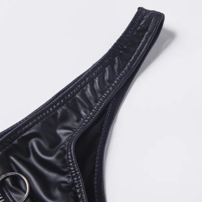 Zip Crotch Black Elastic Brief - Image 4