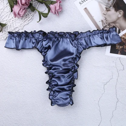 Shiny Ruffle Sexy Thong - Image 4
