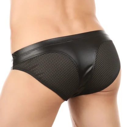 Men's Sheer Mesh Black Brief - Image 3